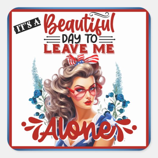 レトロアメリカピンナップ_美しい日だ スクエアシール (正面)