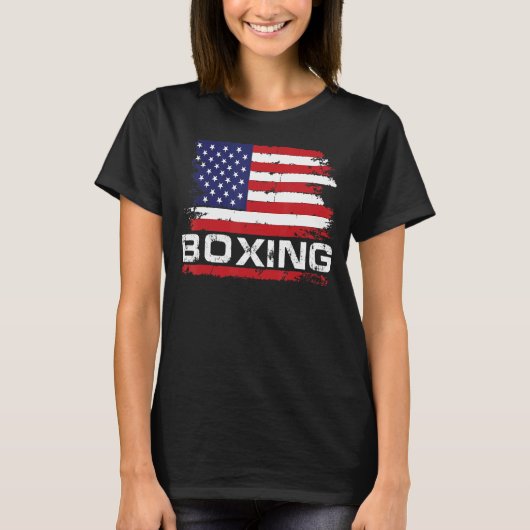 レトロアメリカボクシングアパレル米国国旗のボクサー Tシャツ (正面)