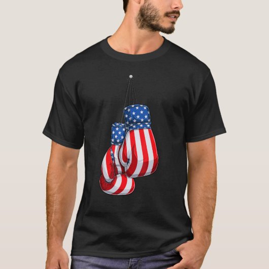 レトロアメリカボクシンググローブボクサーUSAヴィンテージFla Tシャツ (正面)