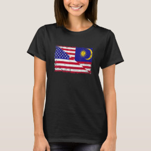 レトロアメリカマレーシア国旗の男性の女性の子供の愛国者 Tシャツ