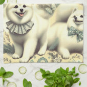 レトロアメリカンエスキモイラストレーション キッチンタオル (折り畳み)