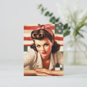 レトロアメリカンガールピンアップアート ポストカード (スタンド正面)