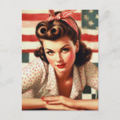 レトロアメリカンガールピンアップアート ポストカード (正面)
