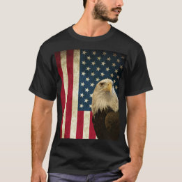 レトロアメリカンバルドイーグル米国旗ユニセックス Tシャツ