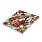 レトロアメリカンピットブルテリアイラストレーション タイル (側面)