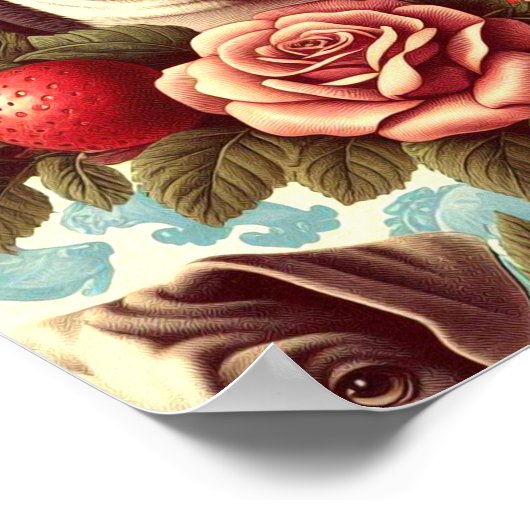 レトロアメリカンピットブルテリアイラストレーション ポスター (角)