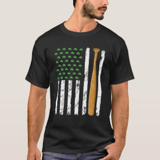 レトロアメリカンフラッグ野球スポーツセントパトリックズD Tシャツ