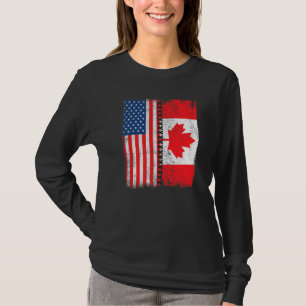 レトロアメリカンメープルリーフカナダ国旗America Ca Tシャツ