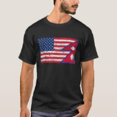 レトロアメリカ国旗とネパール国旗 Tシャツ (正面)