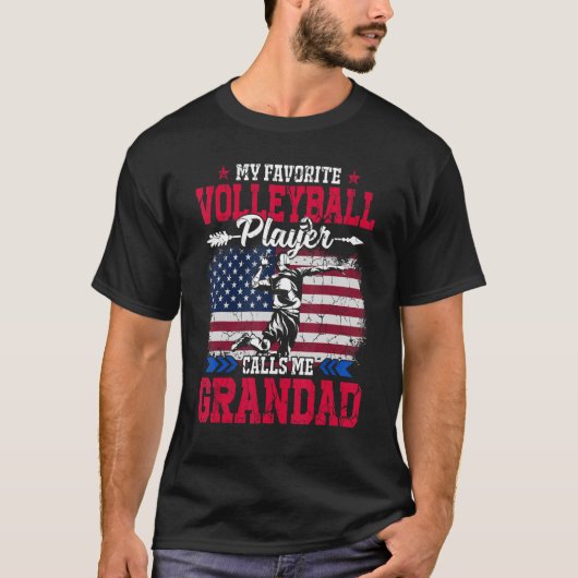 レトロアメリカ国旗のバレーボール選手が私をグランドに呼ぶ Tシャツ (正面)