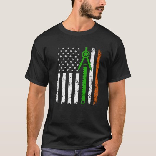 レトロアメリカ国旗の建築家St patricks day・シャム Tシャツ (正面)