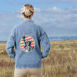 レトロアメリカ国旗の自由の女神 デニムジャケット