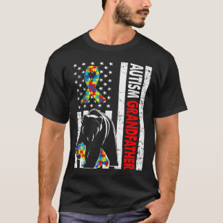 レトロアメリカ国旗の自閉症祖父ベアーウェーン Tシャツ