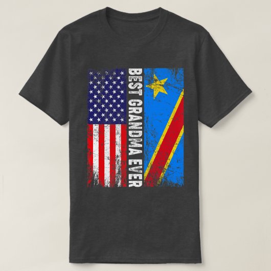 レトロアメリカ国旗コンゴ最高の国旗おばあちゃんF Tシャツ (デザイン正面)