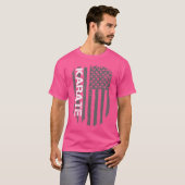 レトロアメリカ国旗日本の空手 Tシャツ (正面フル)