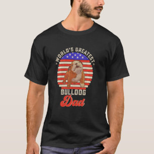レトロアメリカ国旗World S 素晴らし English Bulldog Da Tシャツ