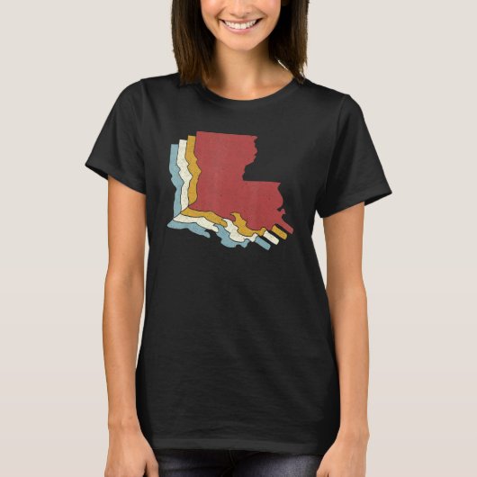 レトロアメリカ州ヴィンテージマップルイジアナ Tシャツ (正面)