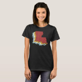 レトロアメリカ州ヴィンテージマップルイジアナ Tシャツ (正面フル)