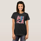 レトロアメリカ稲妻ボルト7月4日ウェスタンパー Tシャツ (正面フル)