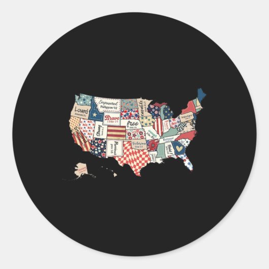レトロアメリカ米国地図God Say You are Bible 4 Th Of ラウンドシール (正面)