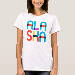 レトロアラスカカラフルサンセット80sポップ・アートのアートタイプ tシャツ