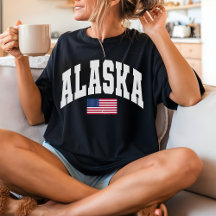 レトロアラスカTシャツ、女性のためのアメリカ愛国ギフト