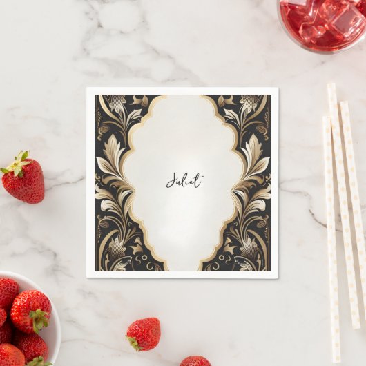 レトロアラビアエキゾチックはっきりしたダマスクブライダルシャワー スタンダードカクテルナプキン (インサイチュ)