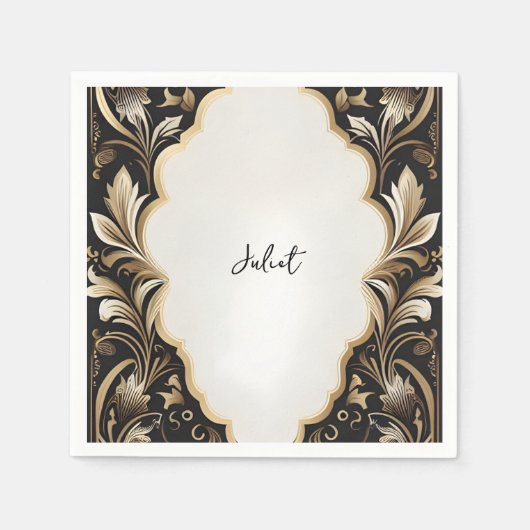 レトロアラビアエキゾチックはっきりしたダマスクブライダルシャワー スタンダードカクテルナプキン (正面)