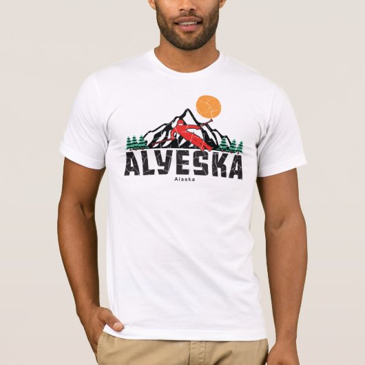 レトロアリエスカスキーサンセット Tシャツ (正面)