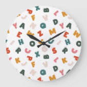 レトロアルファベットスープキッズ ラージ壁時計 (正面)