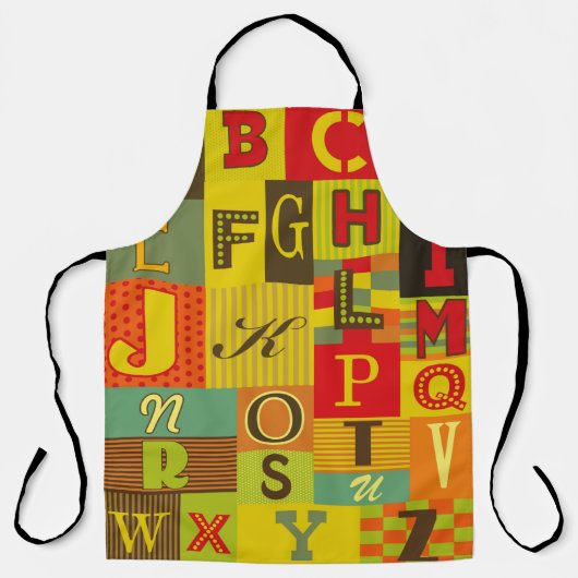 レトロアルファベットデザイン。ヴィンテージイラストレーション エプロン (正面)