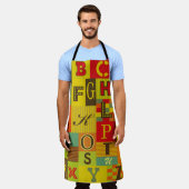 レトロアルファベットデザイン。ヴィンテージイラストレーション エプロン (着用した状態)