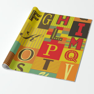 レトロアルファベットデザイン。ヴィンテージイラストレーション ラッピングペーパー