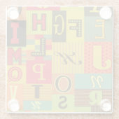 レトロアルファベット、ヴィンテージの魅力 ガラスコースター (裏面)