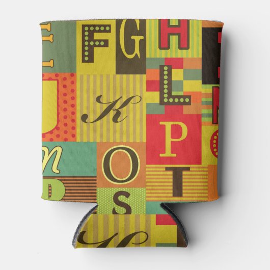 レトロアルファベット、ヴィンテージの魅力 缶クーラー (正面)