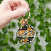 レトロアロハシャツとハイビスカス キーホルダー (手)