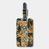 レトロアロハシャツとハイビスカス ラゲッジタグ (正面縦)