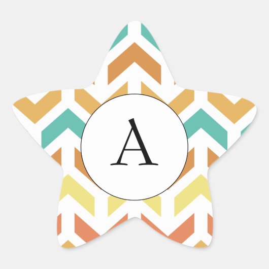 レトロアローズロンオレンジティール(緑がかった色)金ゴールドイニシャル 星シール (正面)