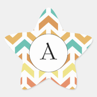 レトロアローズロンオレンジティール（緑がかった色）金ゴールドイニシャル 星シール