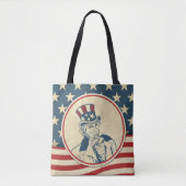 レトロアンクルサム星と縞模様 トートバッグ (正面)