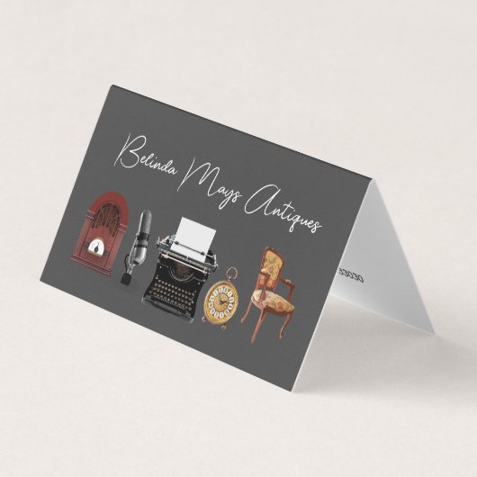 レトロアンティークディーラービジネスカードテントスタイル 名刺 (正面)