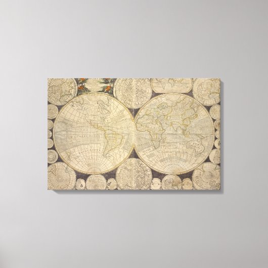 レトロアンティークヴィンテージワールドマップウォールキャンバスアート キャンバスプリント (正面)