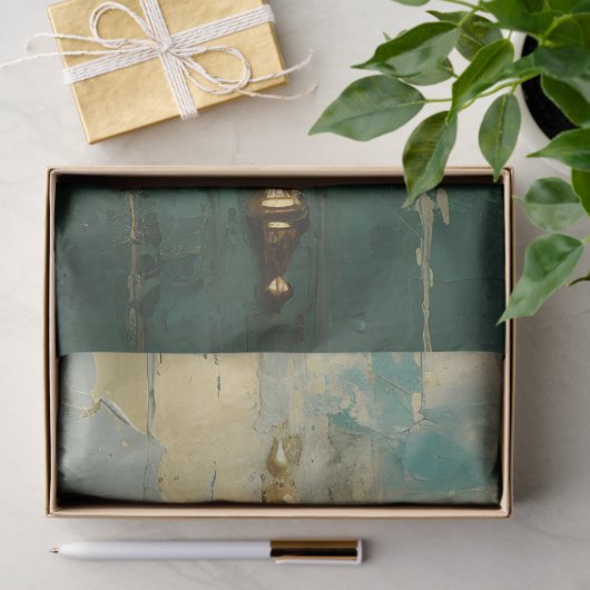 レトロアンティーク金ゴールドクロックターコイズヴィンテージ 薄葉紙 (ギフト)