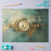 レトロアンティーク金ゴールドクロックターコイズヴィンテージ 薄葉紙 (クラフト)