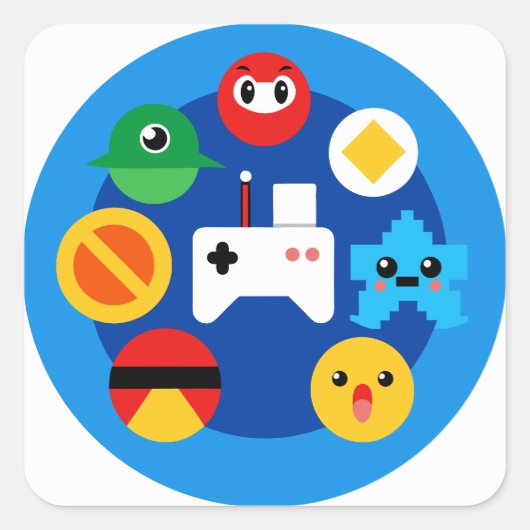 レトロアーケードおもしろい スクエアシール (正面)