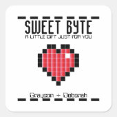 レトロアーケードゲーマーウェディングシャワーレッドの好意 スクエアシール (正面)