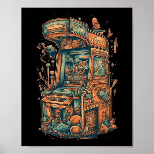 レトロアーケードゲーマークリックゲームアーケードマシン ポスター (正面)