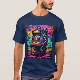 レトロアーケードゲーマーTシャツ80sネオンエステティックPx Tシャツ