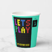 レトロアーケードゲームキッズ1st誕生日パーティー 紙コップ (正面)
