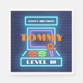 レトロアーケードゲームバースデーパーティー スタンダードランチョンナプキン (正面)